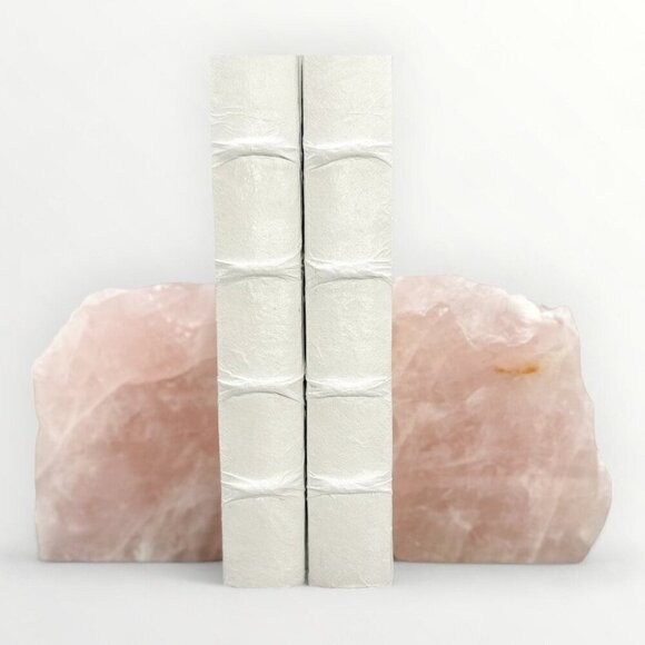 Rose Quartz Bookends Natural Characteristics Crystal Decor Pink Bookshelf (GB) - Picture 2 of 10